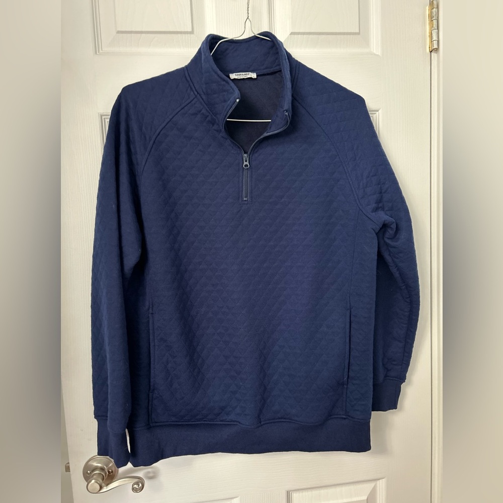 Men's Navy Quilted Half-Zip Pullover Sweatshirt